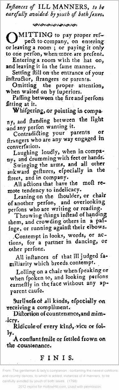 Regency Manners - 1798
